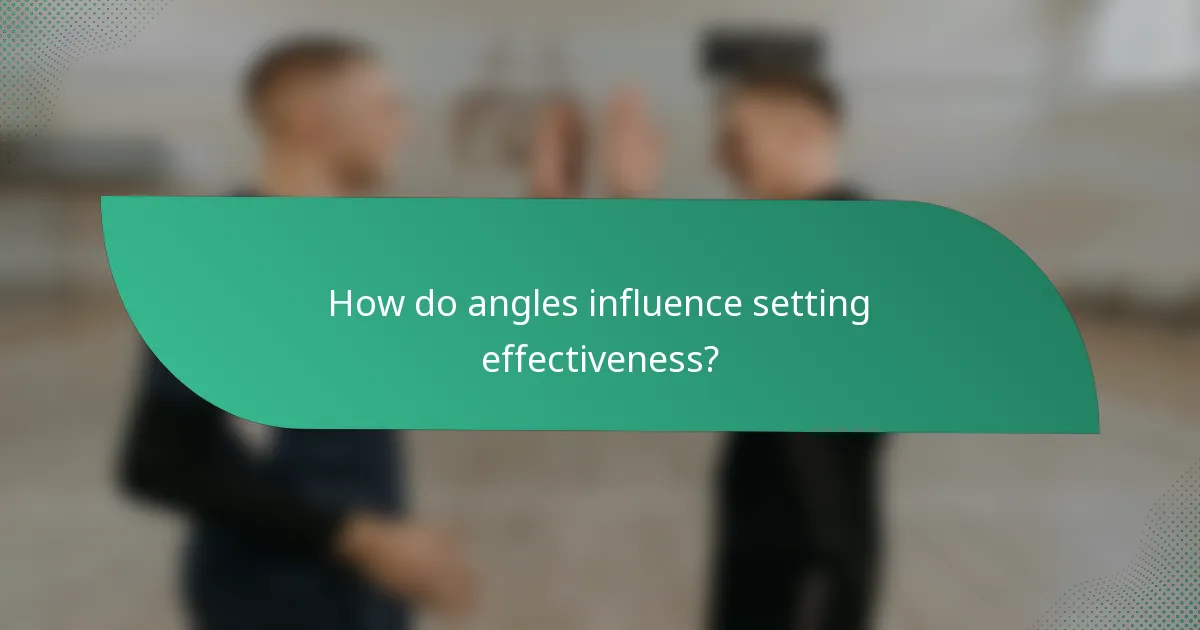 How do angles influence setting effectiveness?